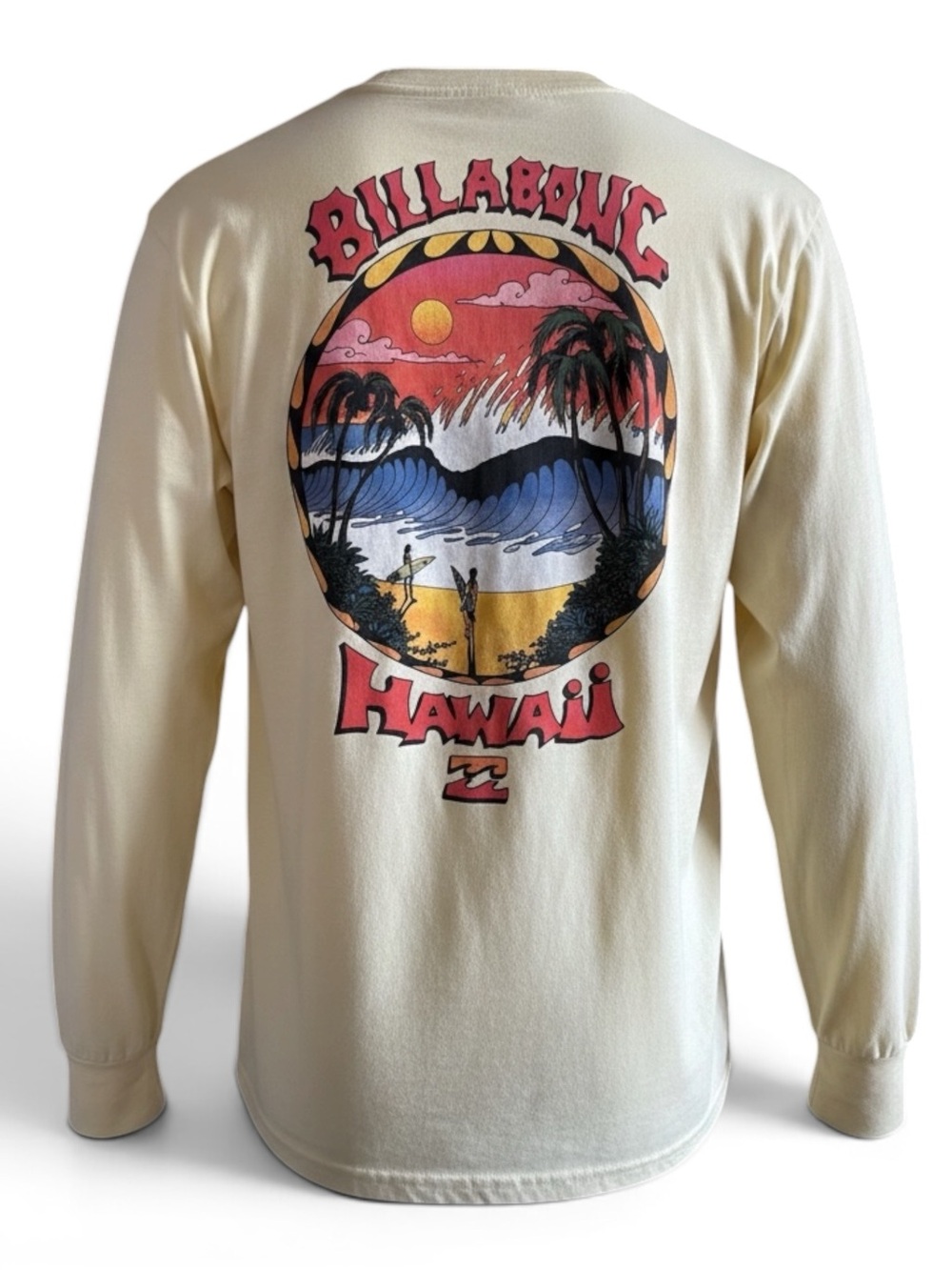 Billabong Yellow Long Sleeve Tee with Sunset Hawaii Graphic